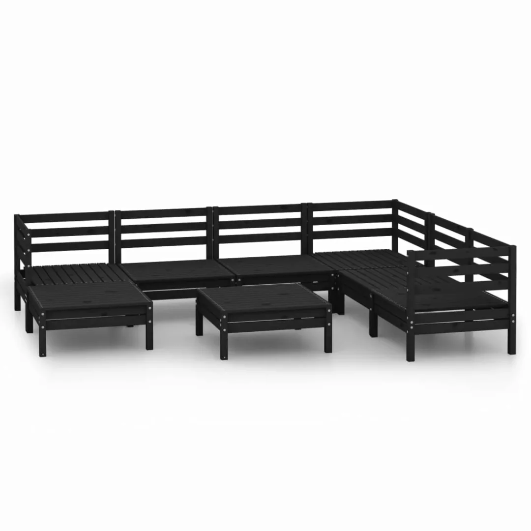 8-tlg. Garten-lounge-set Massivholz Kiefer Schwarz günstig online kaufen