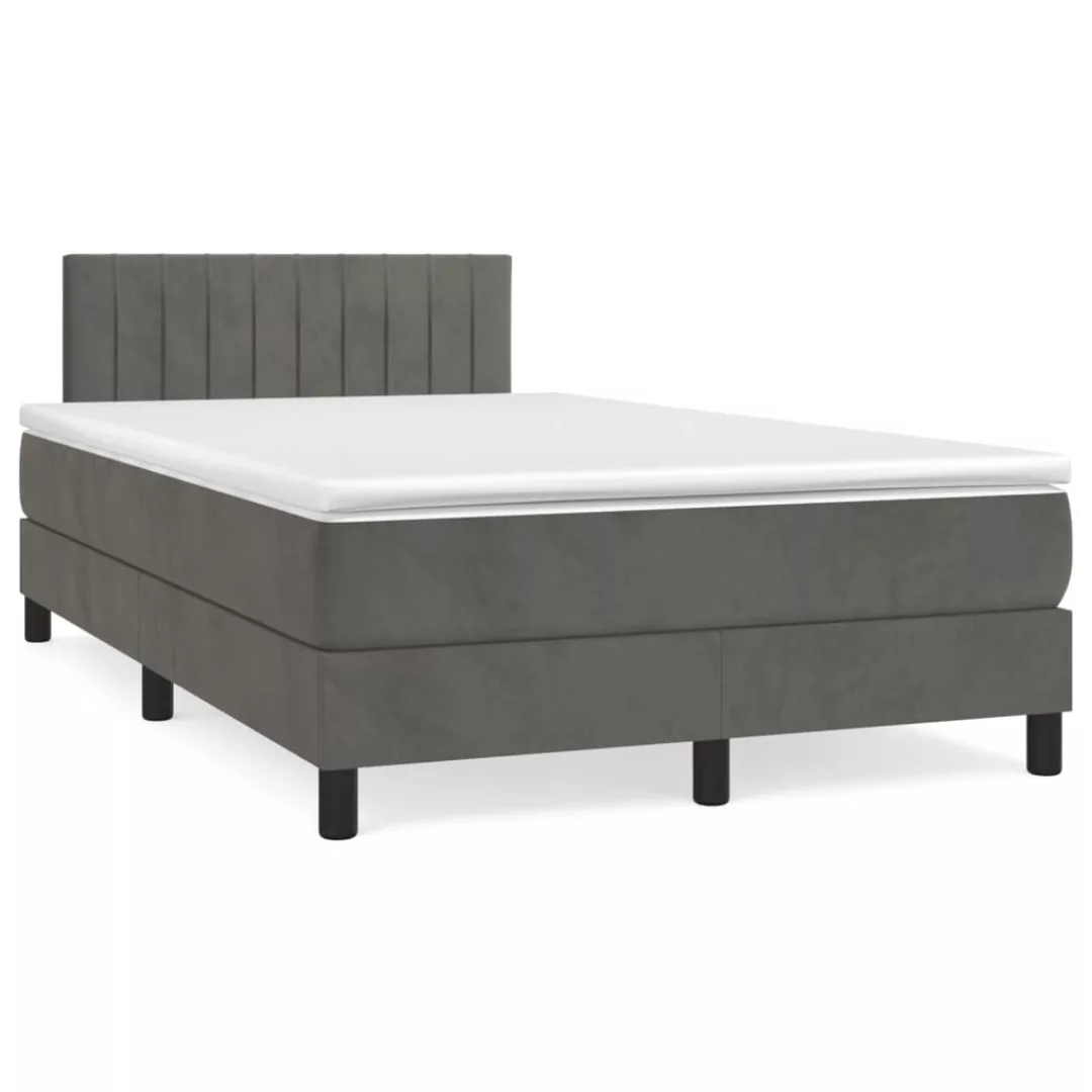 Vidaxl Boxspringbett Mit Matratze Dunkelgrau 120x200 Cm Samt günstig online kaufen