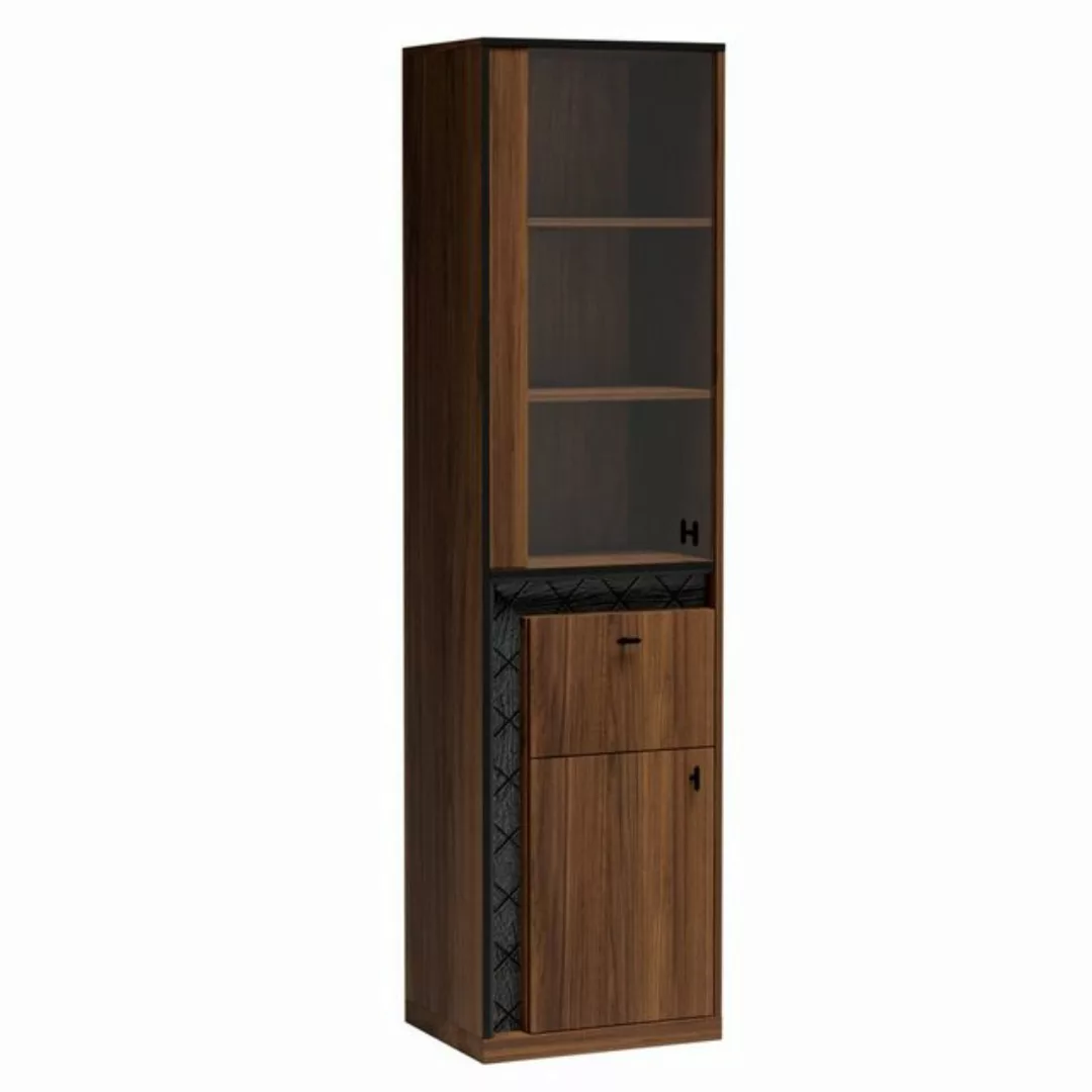 Furnix Standvitrine SENEZA S2 Vitrine mit Schublade, Glastür, Holztür Warmi günstig online kaufen