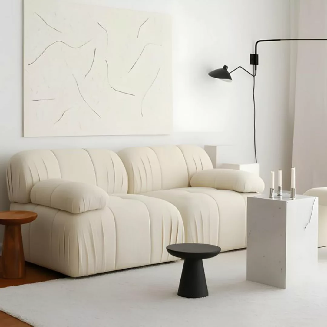 JVmoebel Sofa Couch Zweisitzer Sofa 2 Sitzer Polstersofa Beige Stoffsofa Mo günstig online kaufen