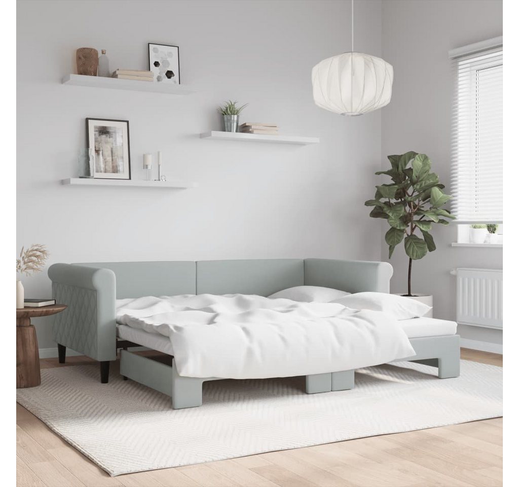 vidaXL Bett Tagesbett Ausziehbar Hellgrau 90x190 cm Samt günstig online kaufen