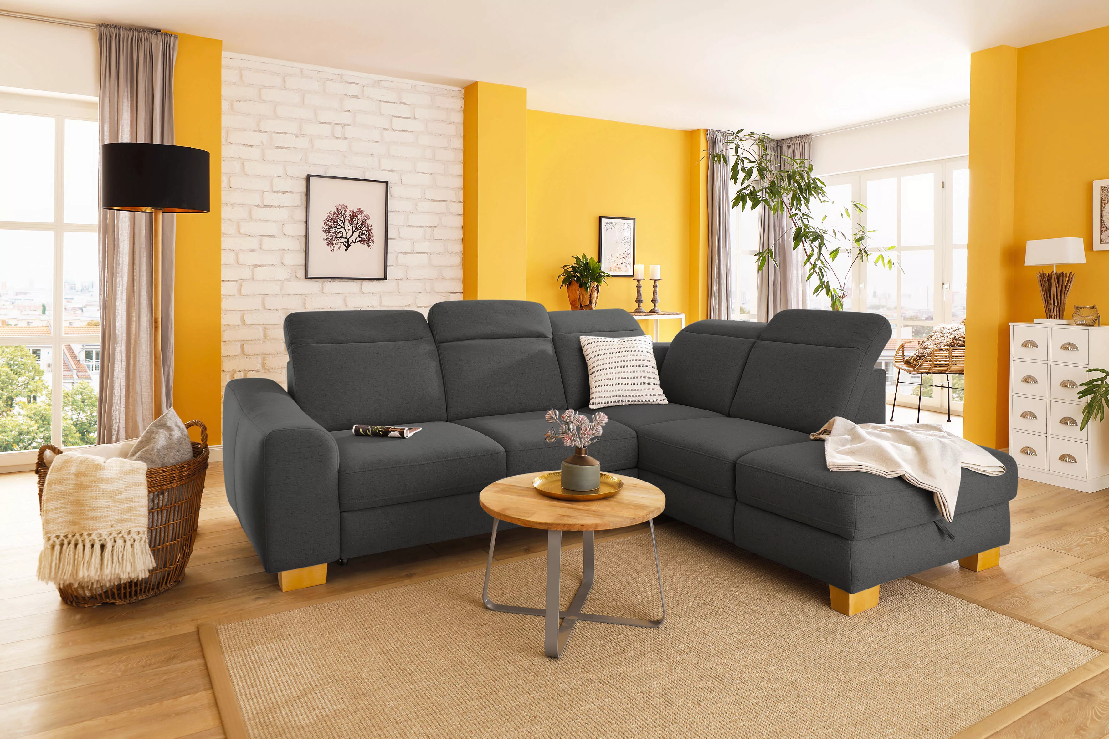 Home affaire Ecksofa »Dundee L-Form«, wahlweise mit Kopfteilverstellung und günstig online kaufen