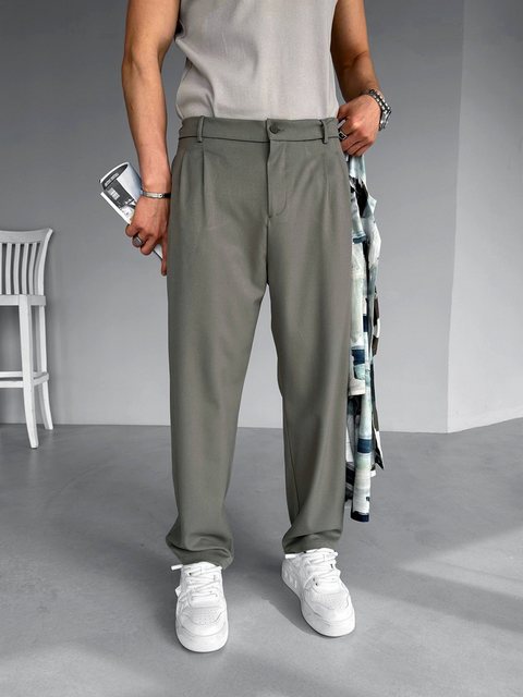 Abluka Chinohose Stilvolle Bundfaltenhose im Baggy-Design Pleated Trousers günstig online kaufen