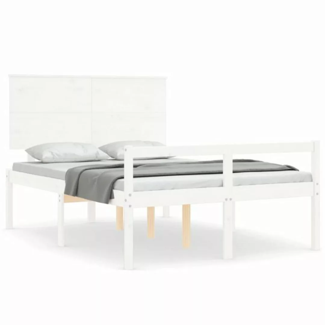 vidaXL Bett Seniorenbett mit Kopfteil 120x200 cm Weiß Massivholz günstig online kaufen