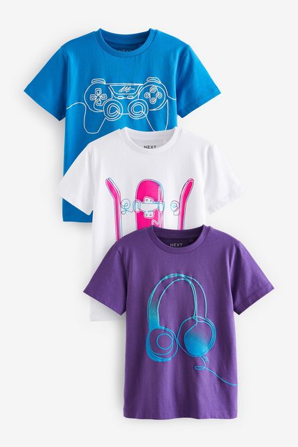 Next T-Shirt Regular Fit Kurzarm-T-Shirts mit Grafik, 3er-Pack (3-tlg) günstig online kaufen