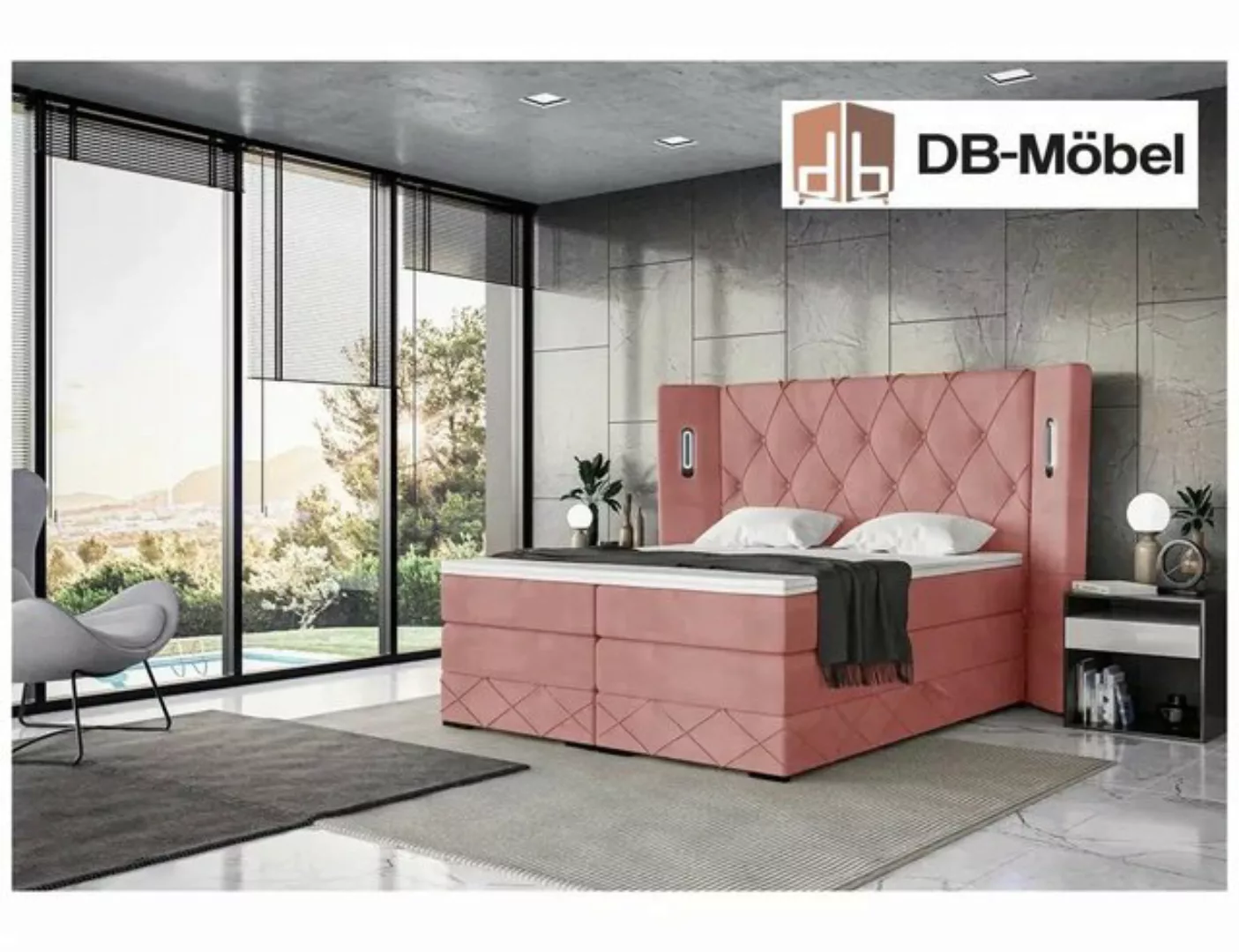 DB-Möbel Boxspringbett mit Bettkasten „Königlich” Bett mit LED Kopfteil günstig online kaufen