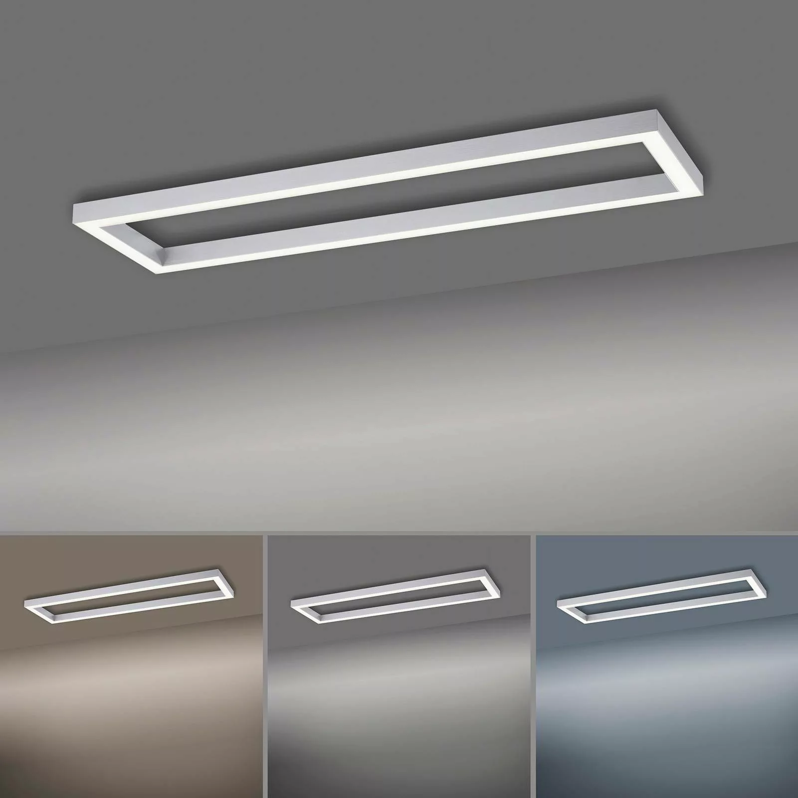 PURE Lines LED-Deckenleuchte, eckig, aluminium günstig online kaufen