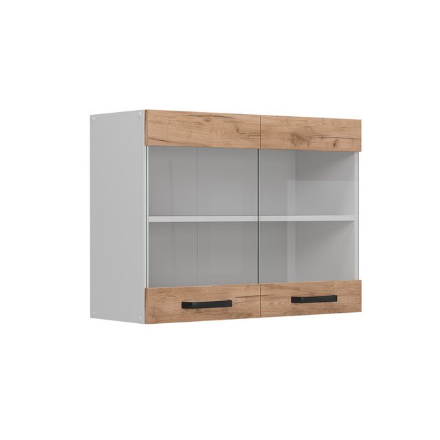 Vicco Glashängeschrank R-Line, Goldkraft Eiche/Weiß, 80 cm günstig online kaufen