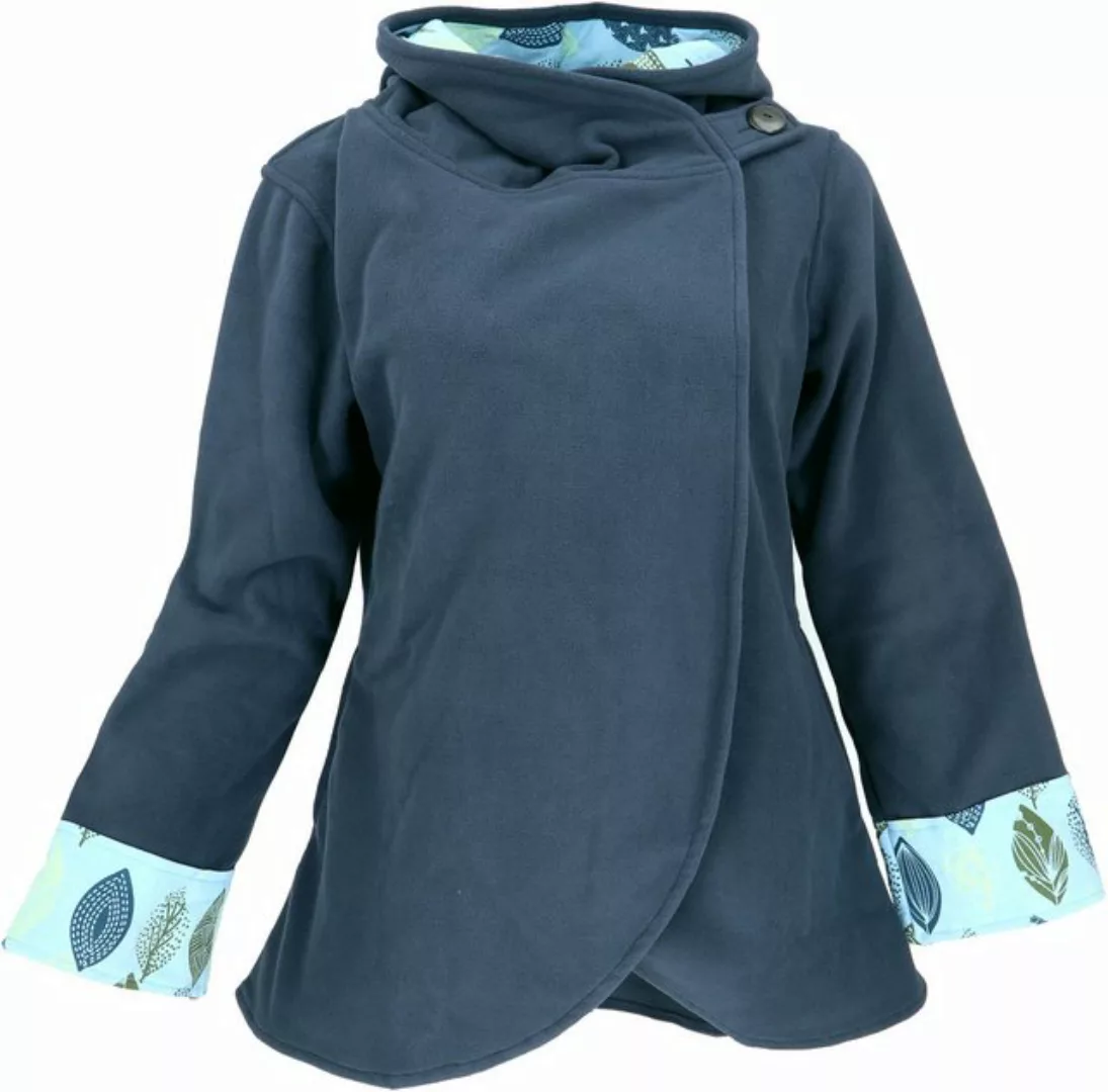 Guru-Shop Langjacke Fleece Cape Wickeljacke - blau alternative Bekleidung günstig online kaufen