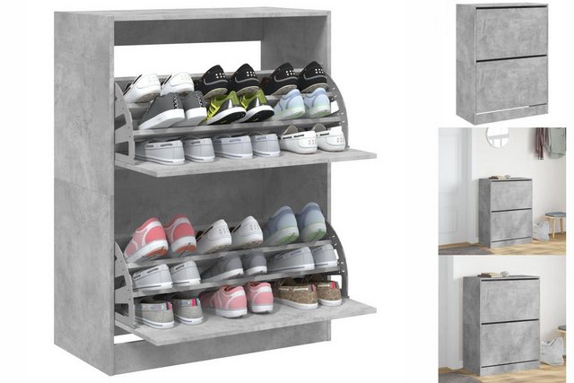 vidaXL Schuhschrank Schuhschrank mit 2 Klappen Betongrau 80x42x108 cm günstig online kaufen