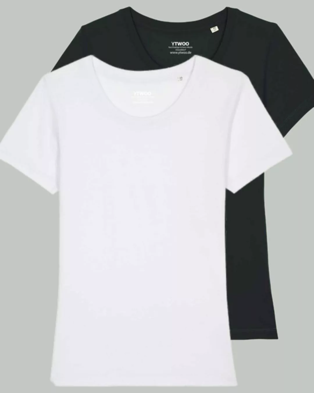 2er Pack Basic T-shirt Damen Schwarz Und Weiß, Bio-baumwolle günstig online kaufen