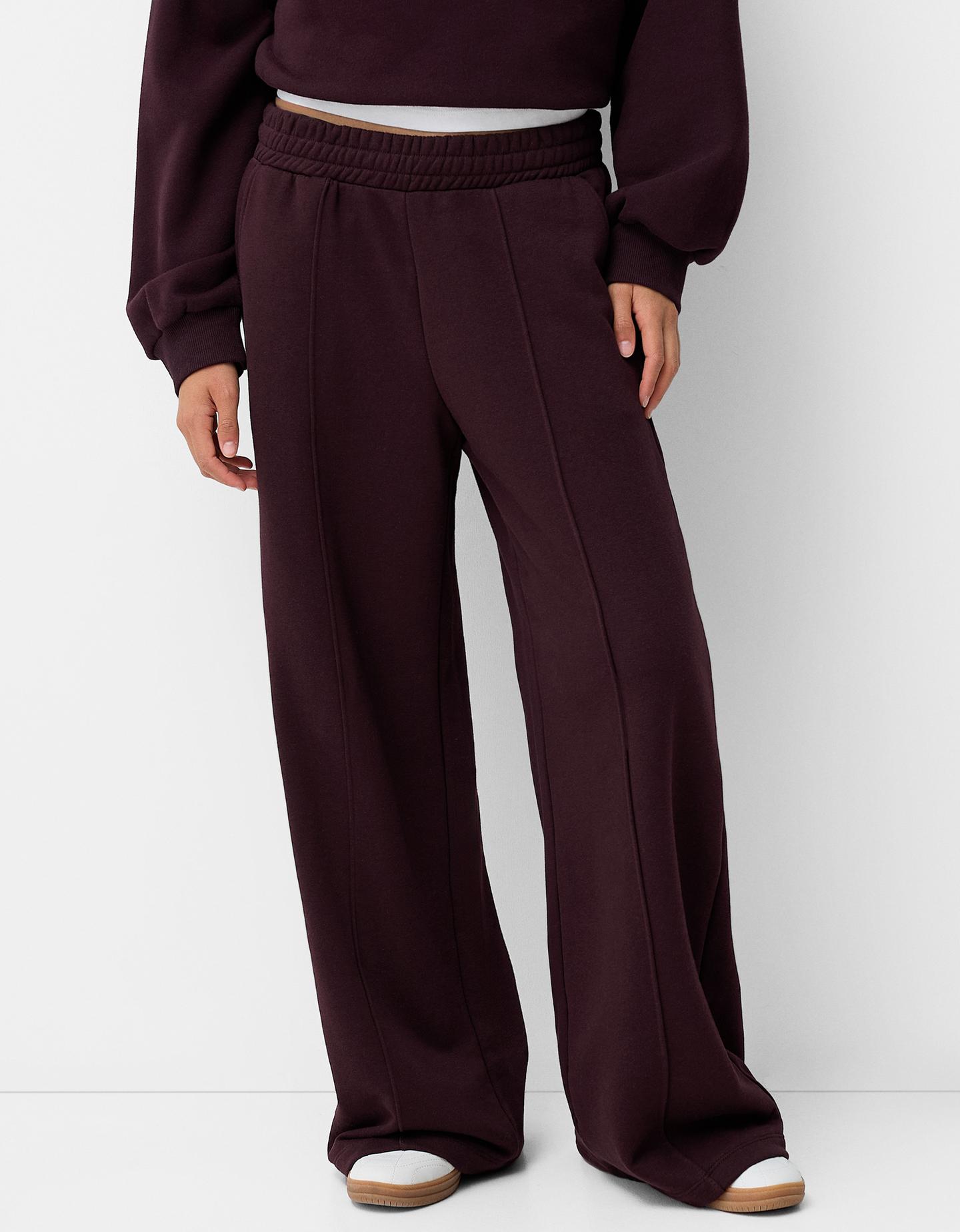 Bershka Wide Leg Hose Aus Plüsch Damen M Violett günstig online kaufen