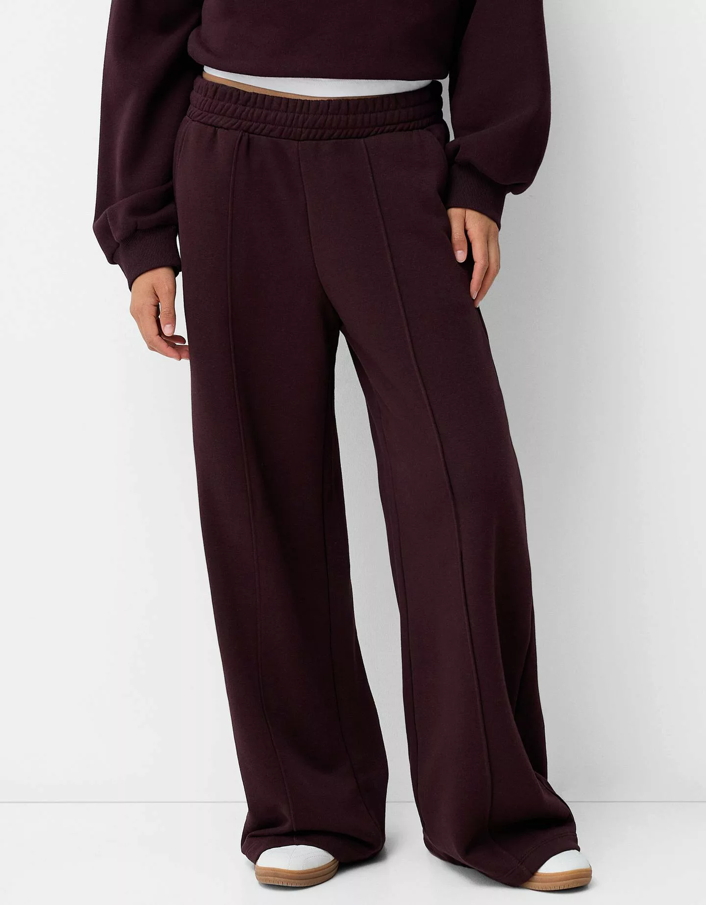 Bershka Wide Leg Hose Aus Plüsch Damen Xs Violett günstig online kaufen