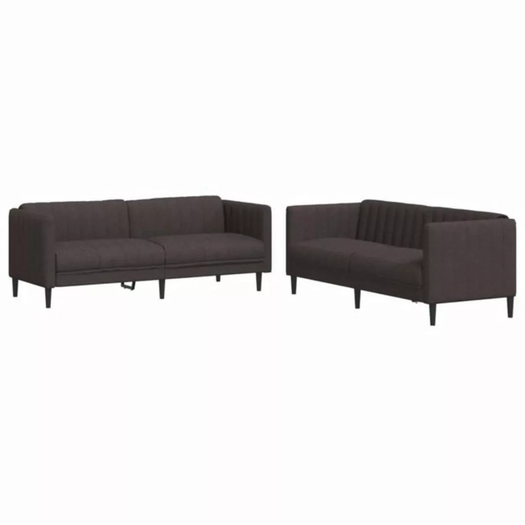 vidaXL Sofa, 2-tlg. Sofagarnitur Dunkelbraun Stoff günstig online kaufen