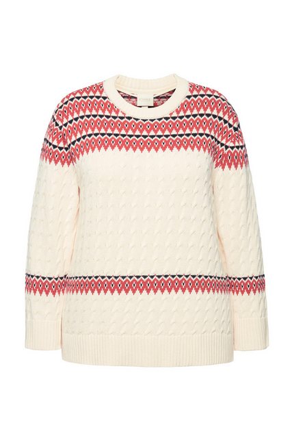 Ulla Popken Strickpullover Pullover Fair Isle Rundhals Langarm Biobaumwolle günstig online kaufen