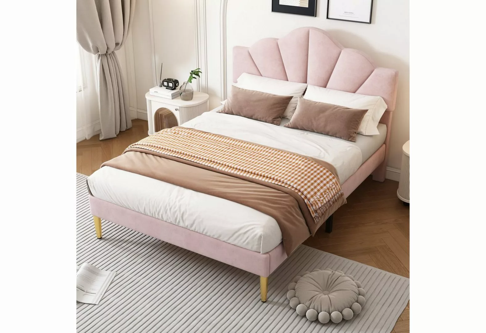 OKWISH Polsterbett muschelartiges Bett (140 X 200 CM Ohne Matratze), Höhenv günstig online kaufen
