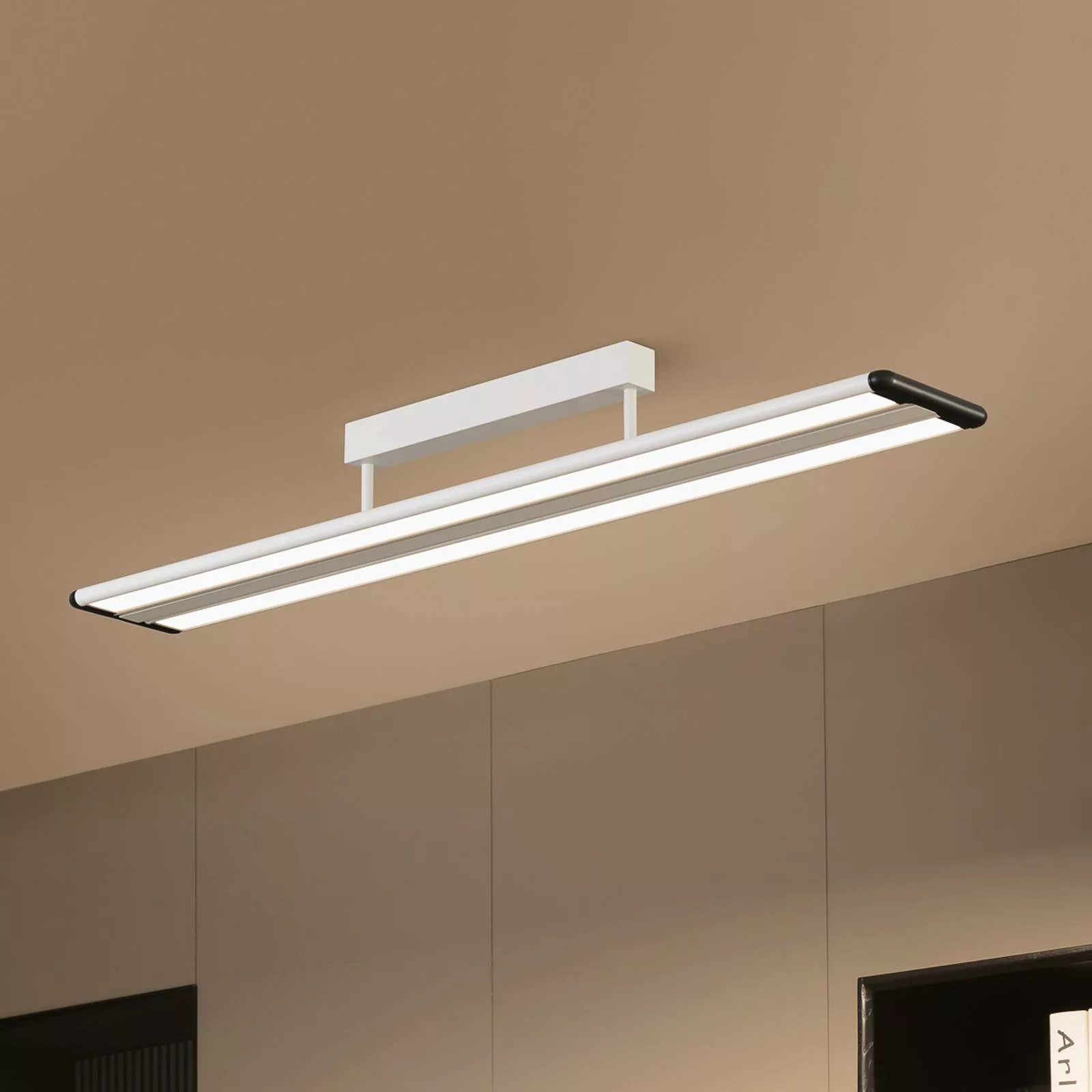 Prios Yuela LED-Deckenlampe, DALI, 120 cm, silber günstig online kaufen