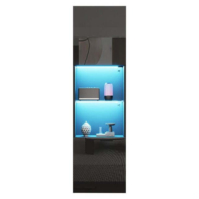 MODFU Vitrine freistehende Hochschrank, Hochglanzschränke (Highboard, Aufbe günstig online kaufen