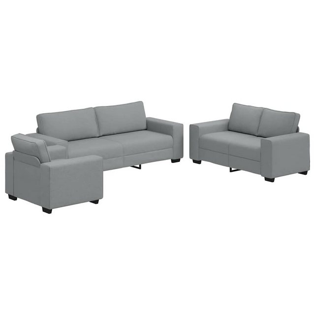 vidaXL Sofa 3-tlg. Sofagarnitur mit Kissen Hellgrau Stoff günstig online kaufen