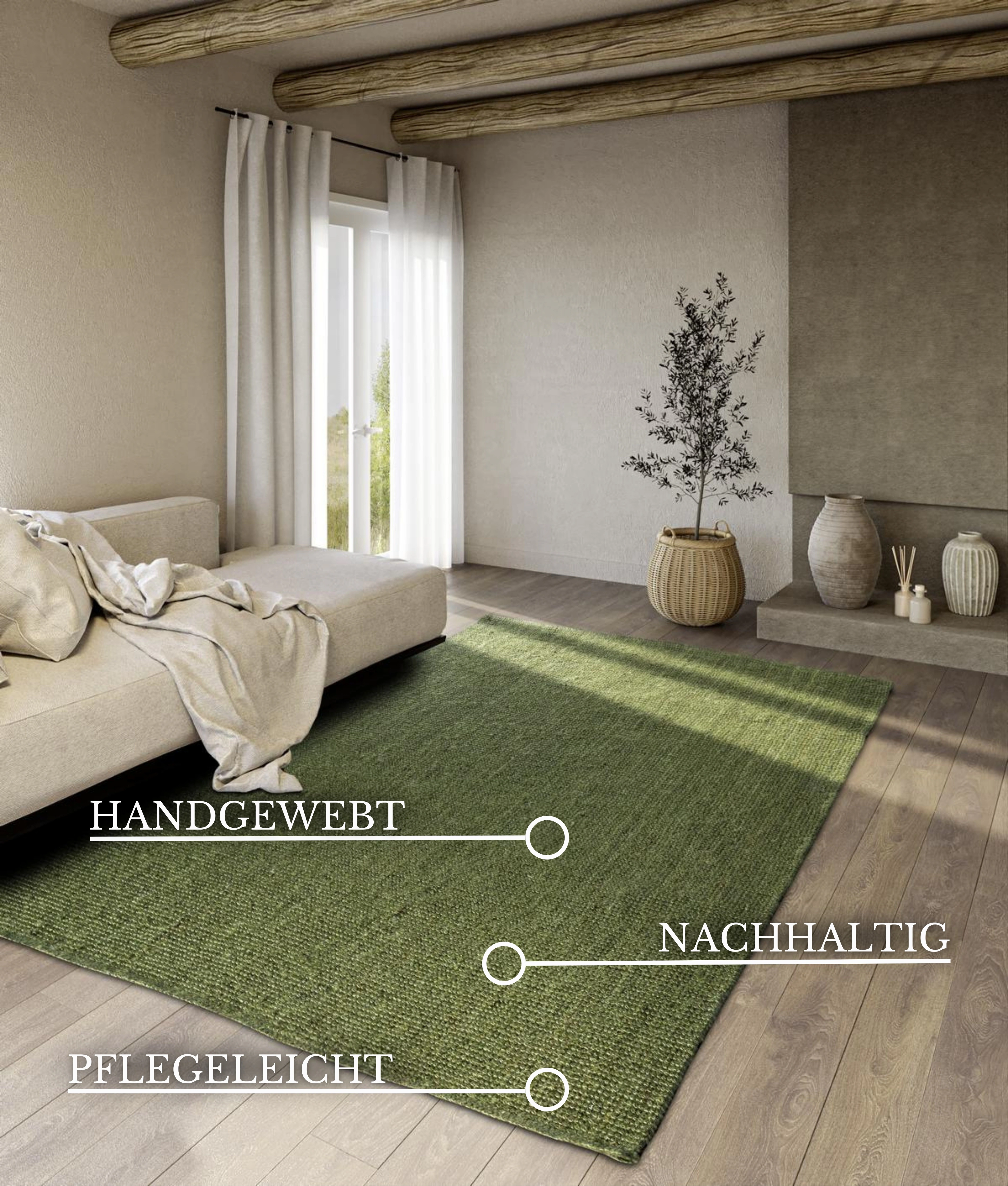 Villeroy & Boch Teppich »Rosalie«, rechteckig, Jute, Natur, Wohnzimmer, Ess günstig online kaufen