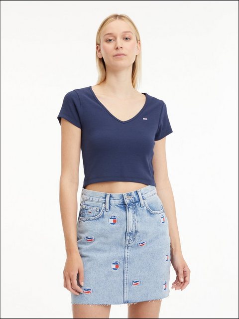 Tommy Jeans T-Shirt TJW BBY CRP ESSENTIAL RIB V SS in Rippoptik günstig online kaufen