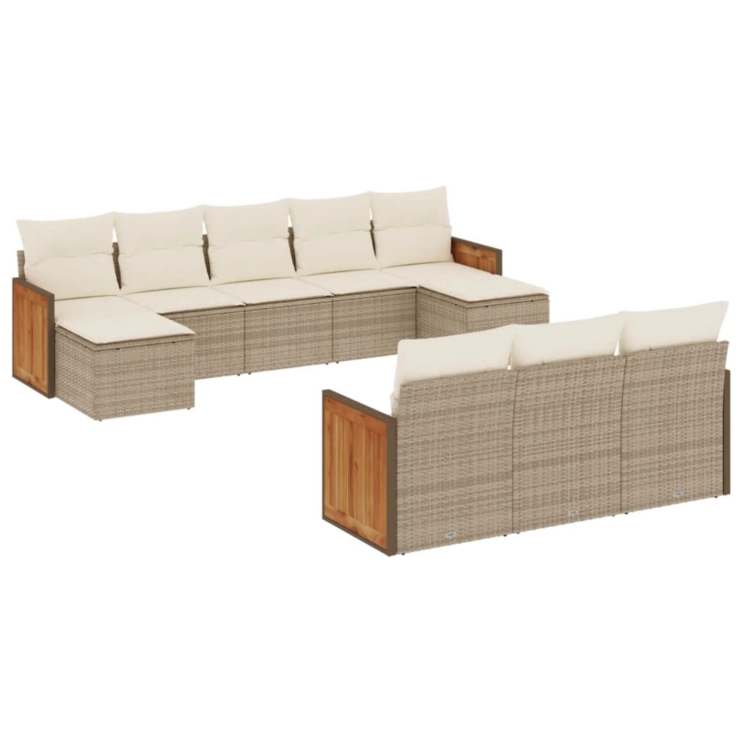 vidaXL 10-Tlg Garten-Sofagarnitur mit Kissen Beige Poly Rattan 3260497 günstig online kaufen