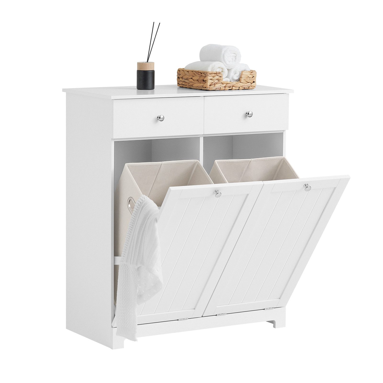SoBuy Wäscheschrank DE1-BZR33, Badschrank mit Wäschekorb, günstig online kaufen