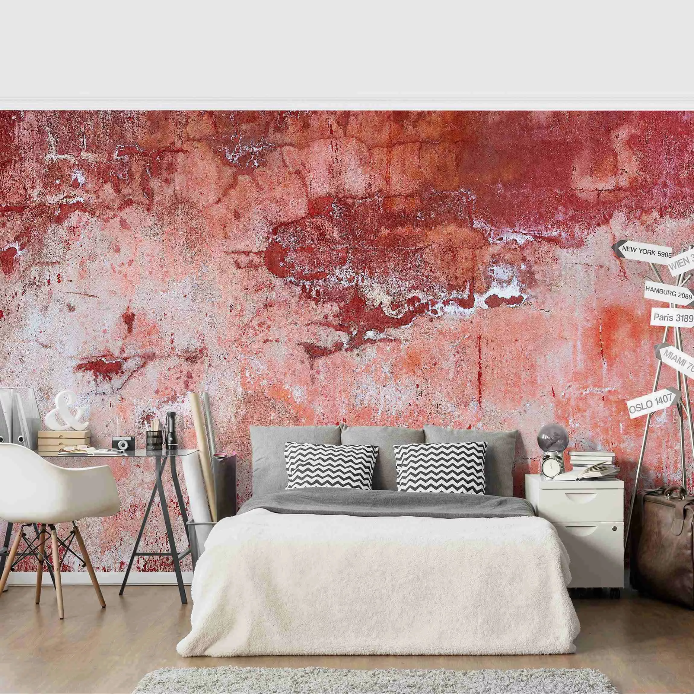 Fototapete Grunge Betonwand Rot günstig online kaufen