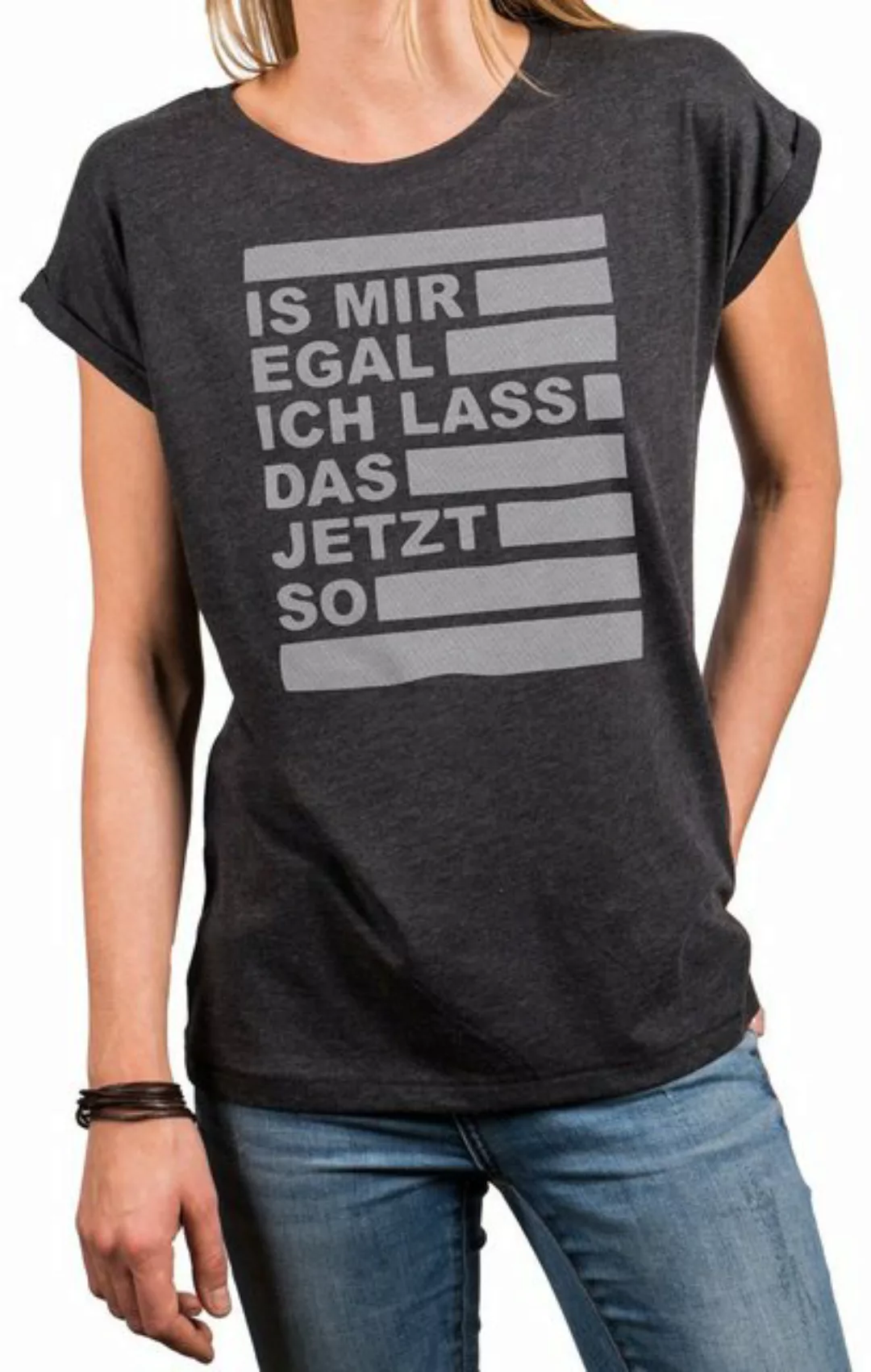 MAKAYA Oversize-Shirt Damen T-Shirts mit den witzigsten Sprüchen - Is mir e günstig online kaufen