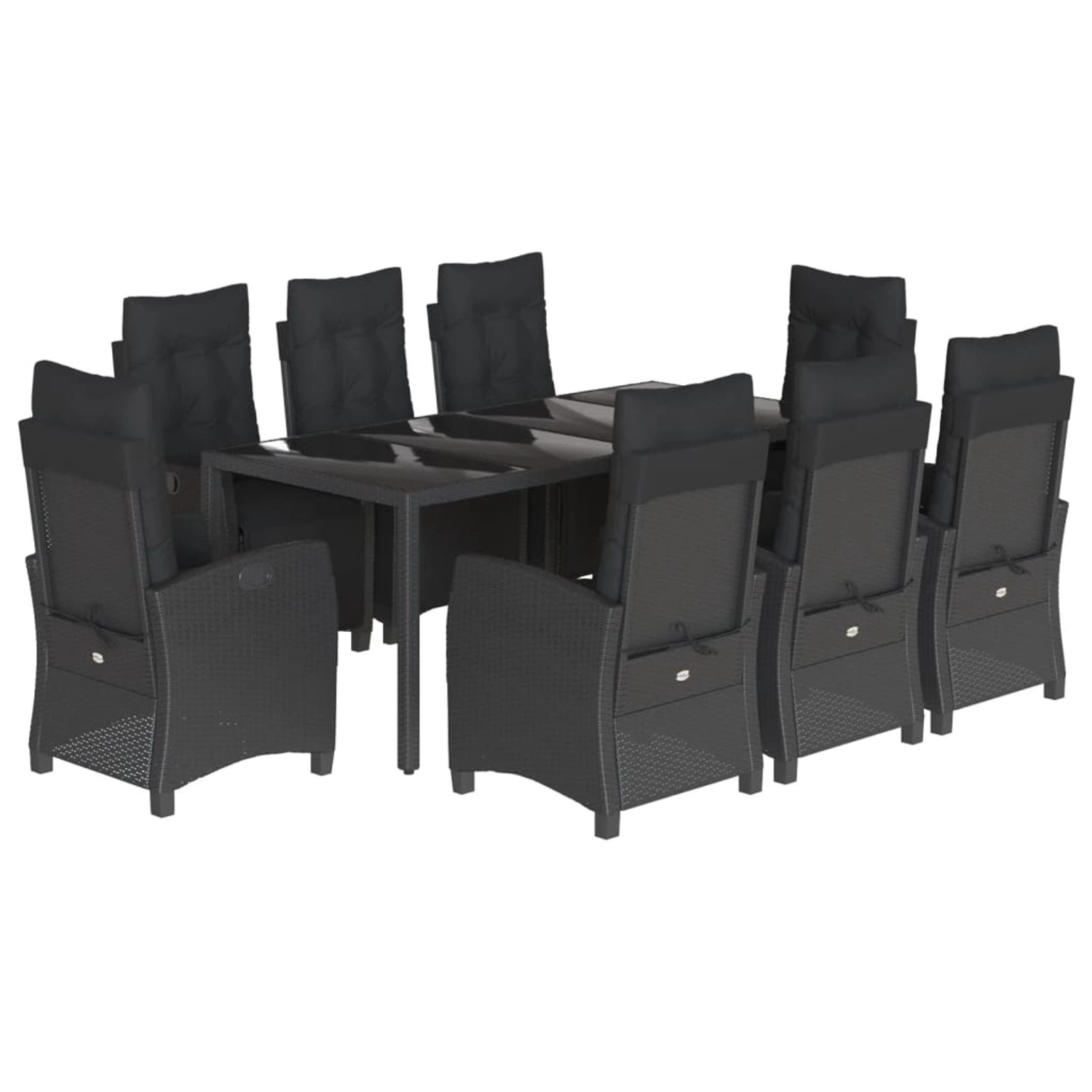 vidaXL 9-Tlg Garten-Essgruppe mit Kissen Schwarz Poly Rattan 3212893 günstig online kaufen