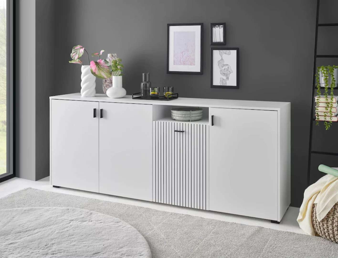 INOSIGN Sideboard "Hudson", in moderner Trendfarbe, Griffe aus Metall (Schw günstig online kaufen