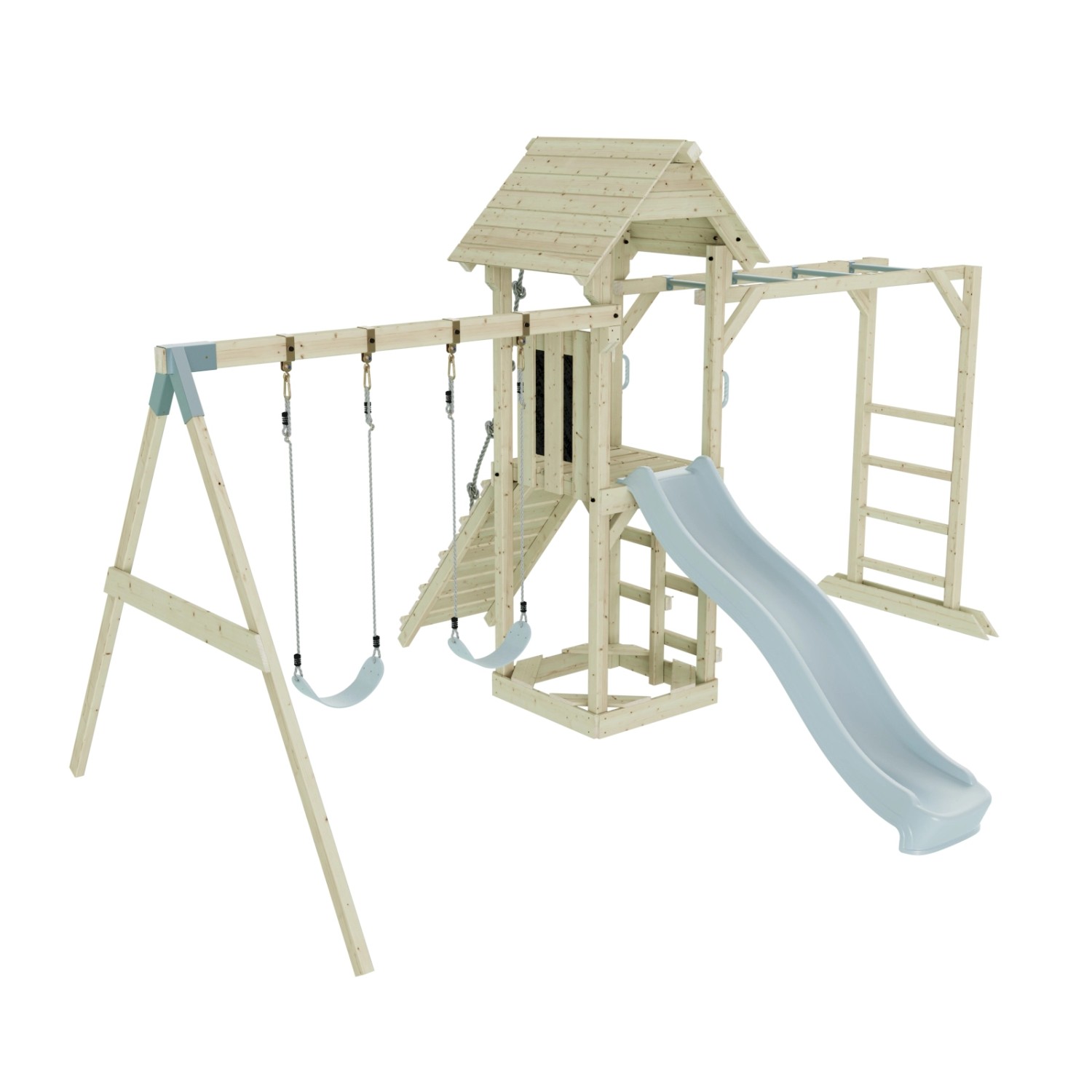 OutdoorToys Spielturm Örebro mit Kinderschaukel Eisblau günstig online kaufen