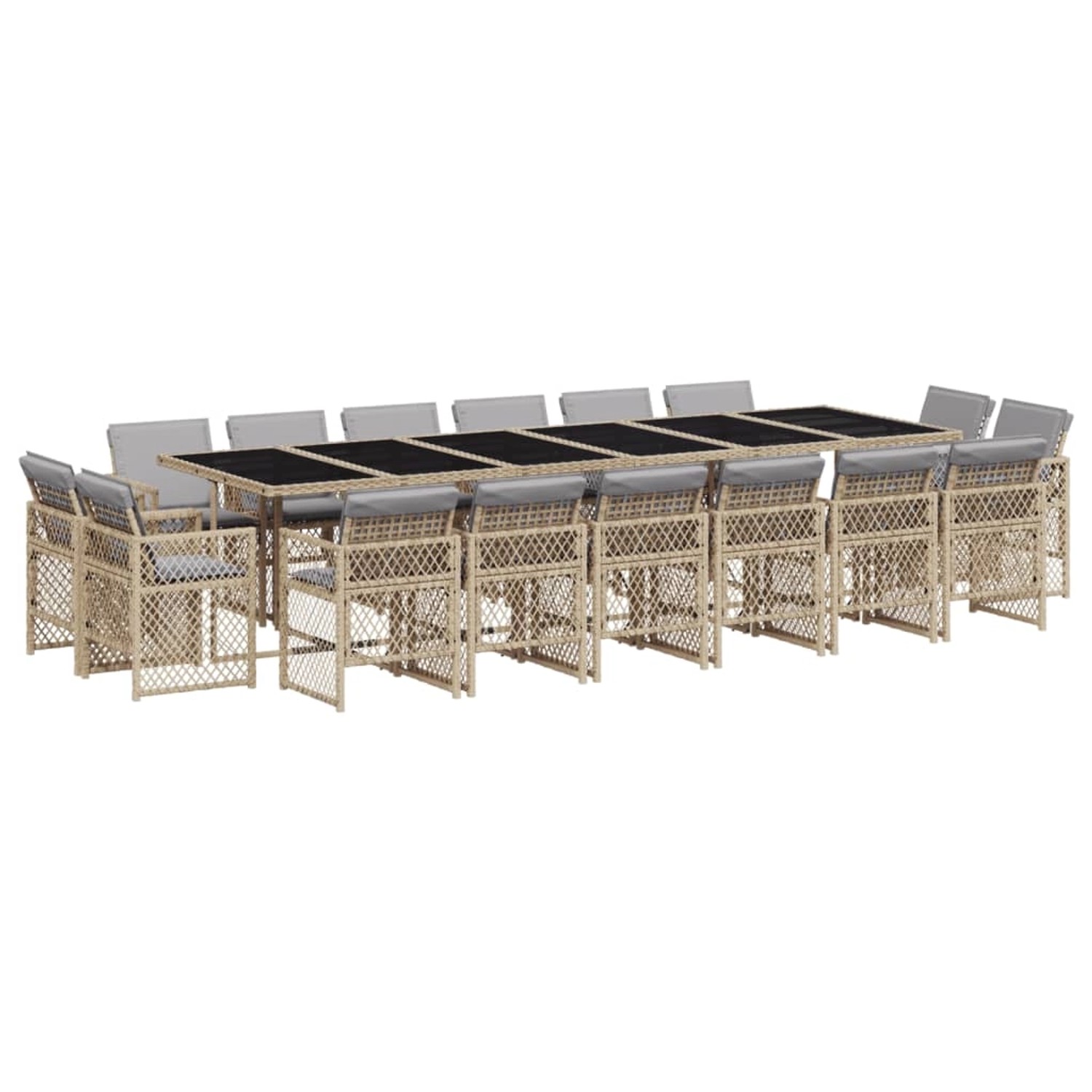 vidaXL 17-Tlg Garten-Essgruppe mit Kissen Beigemischung Poly Rattan 3210888 günstig online kaufen