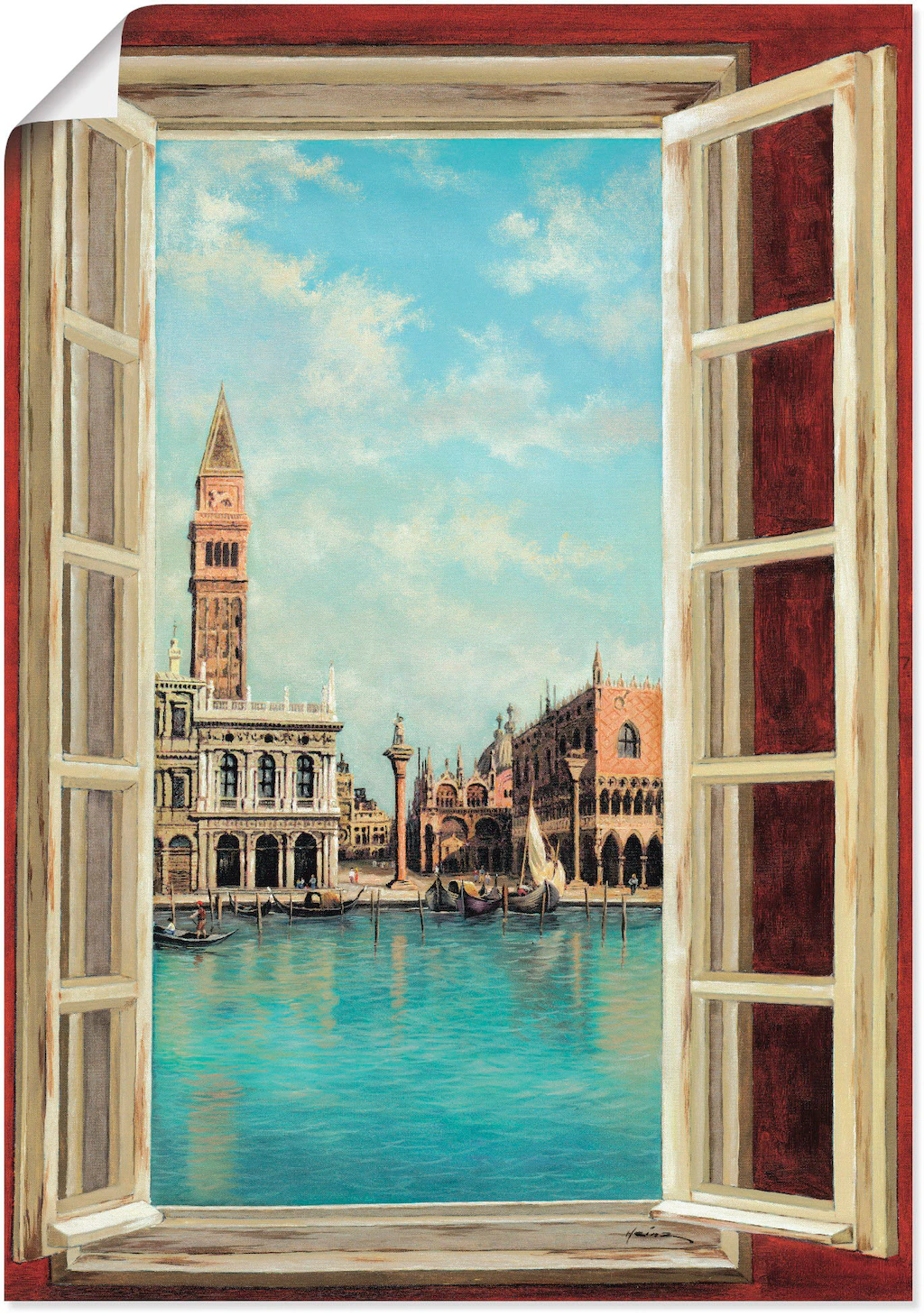 Artland Wandbild »Fenster mit Blick auf Venedig«, Fensterblick, (1 St.), al günstig online kaufen