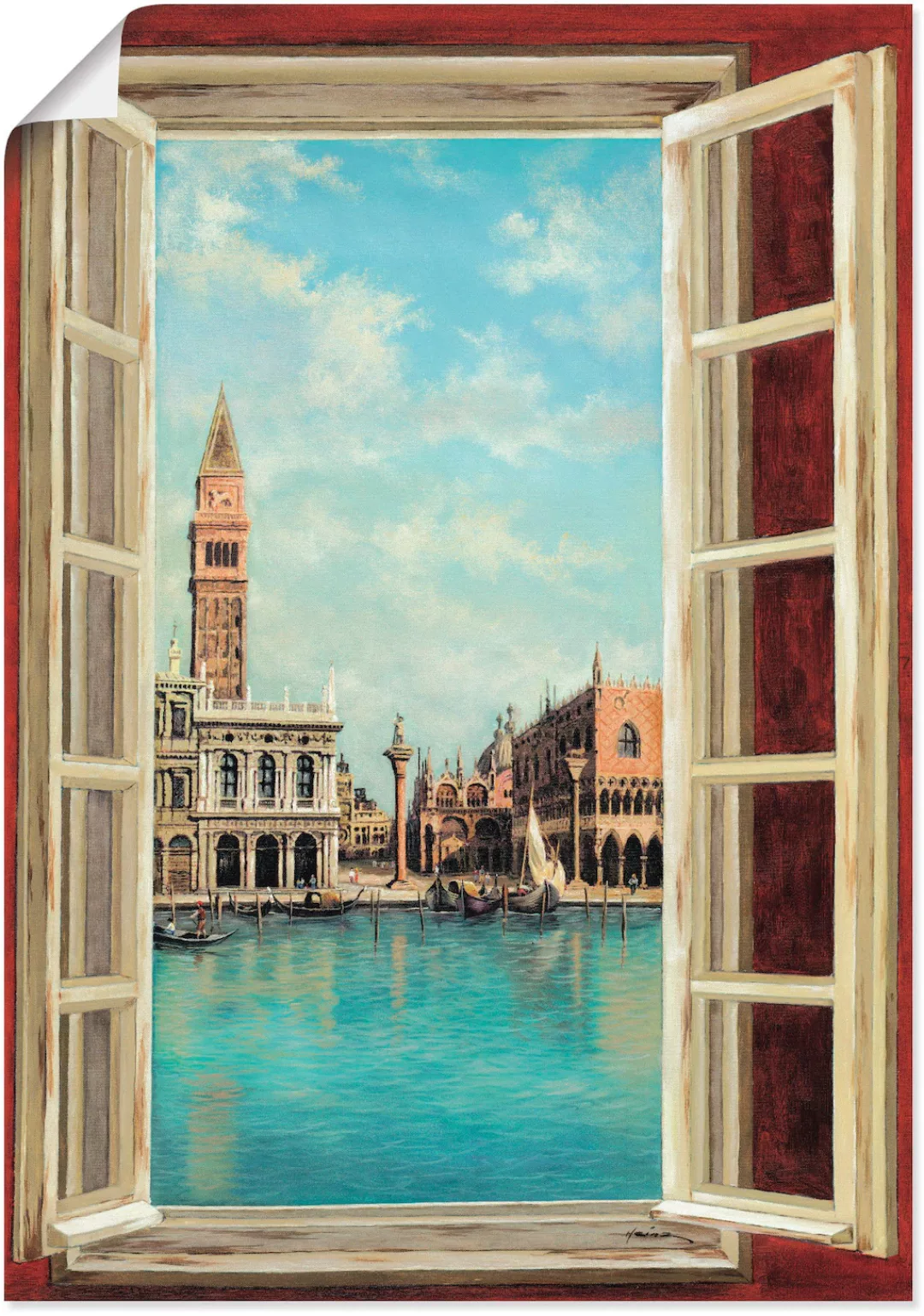 Artland Wandbild "Fenster mit Blick auf Venedig", Fensterblick, (1 St.), al günstig online kaufen