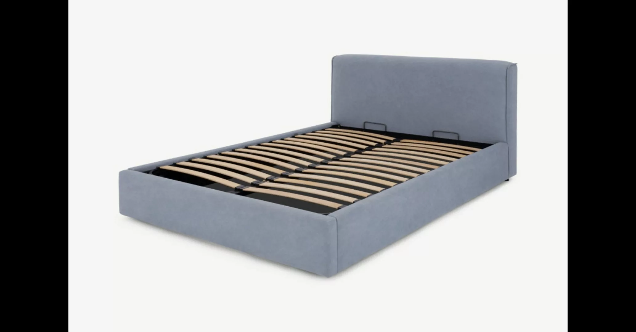 Bahra Polsterbett mit Bettkasten (160 x 200 cm), Blau - MADE.com günstig online kaufen