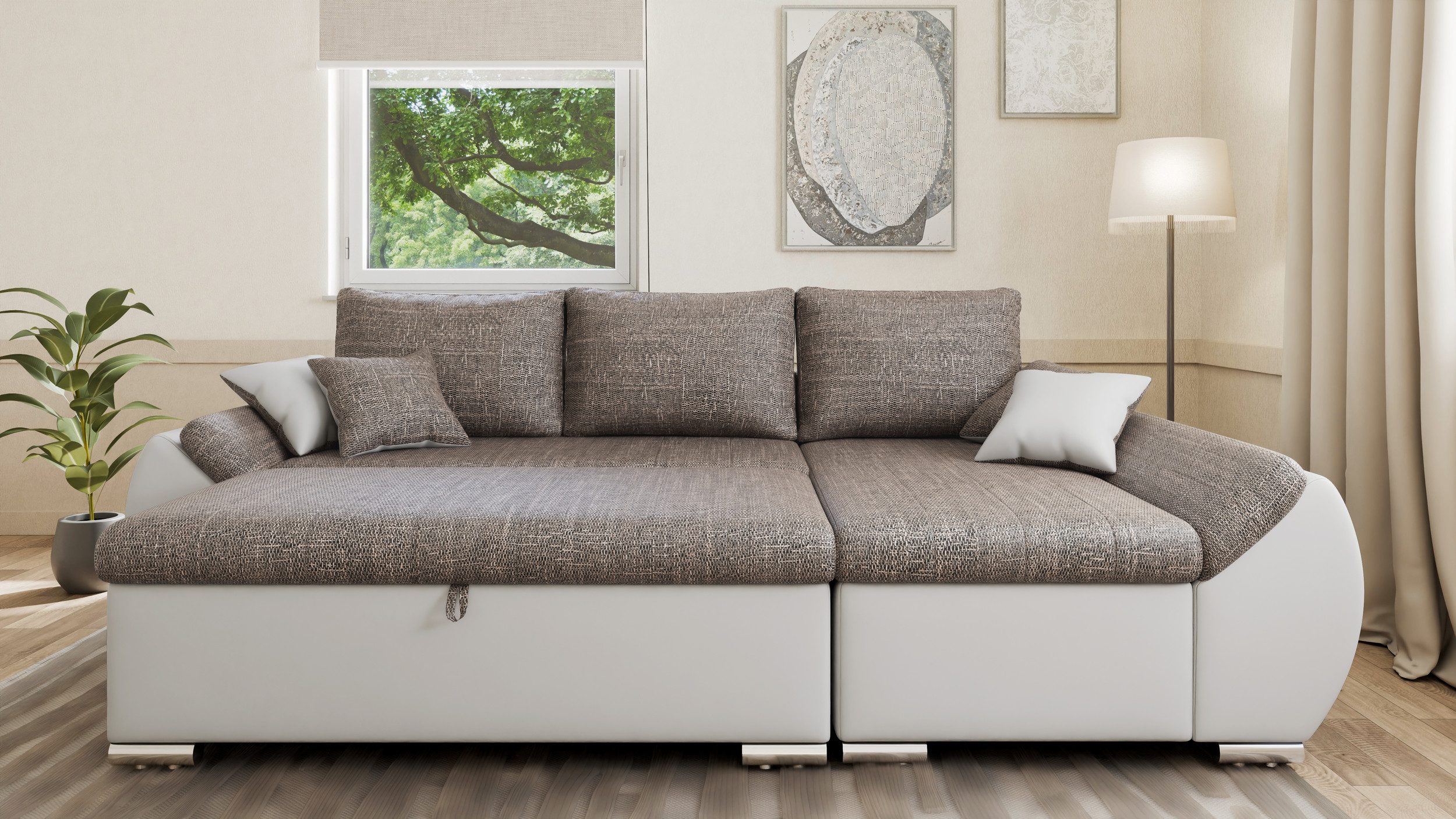 MOEBLO Ecksofa ALEX, L-Form mit Hocker günstig online kaufen
