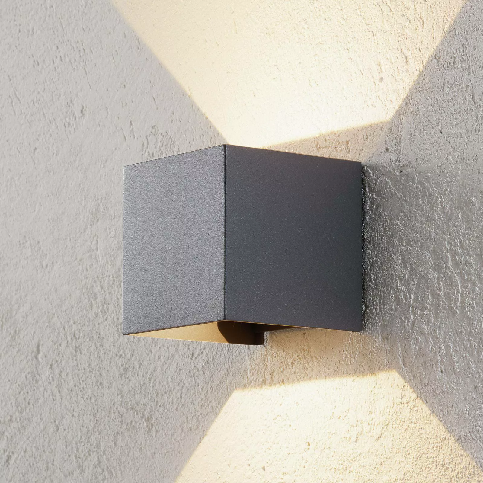 LED-Außenwandleuchte Cube, anthrazit, Metall, 10 cm, up/down günstig online kaufen