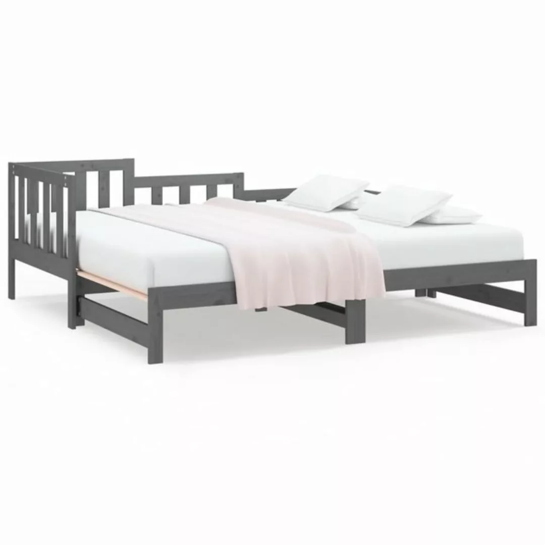 vidaXL Bett Tagesbett Ausziehbar Grau 2x(90x190) cm Massivholz Kiefer günstig online kaufen