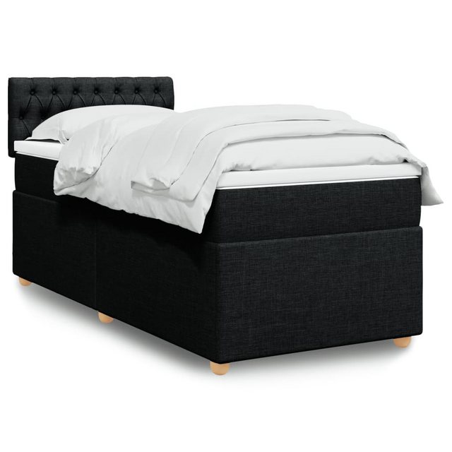 furnicato Bettgestell Boxspringbett mit Matratze Schwarz 80x200 cm Stoff günstig online kaufen