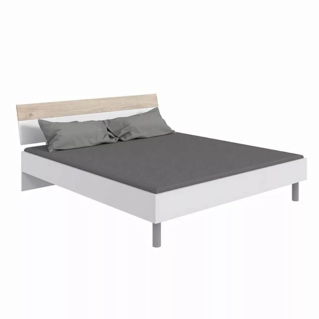 Lomadox Bett BRADFORD-43, Liegefläche 180x200 cm, weiß mit Eiche günstig online kaufen