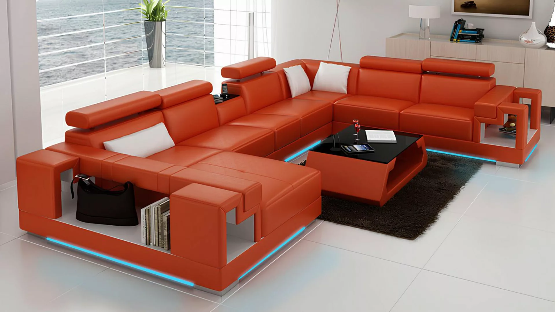 Xlmoebel Sofa Ledercouch Ecksofa Design Modern U K5001, Hergestellt in Euro günstig online kaufen