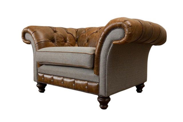 Xlmoebel Sofa Neu Club Lounge Sofa mit Chesterfield Design Stoff, 1 Teile, günstig online kaufen