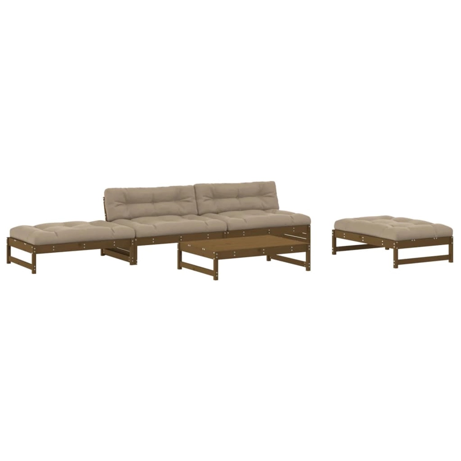 vidaXL 5-tlg Garten-Lounge-Set mit Kissen Honigbraun Kiefernholz Modell 19 günstig online kaufen