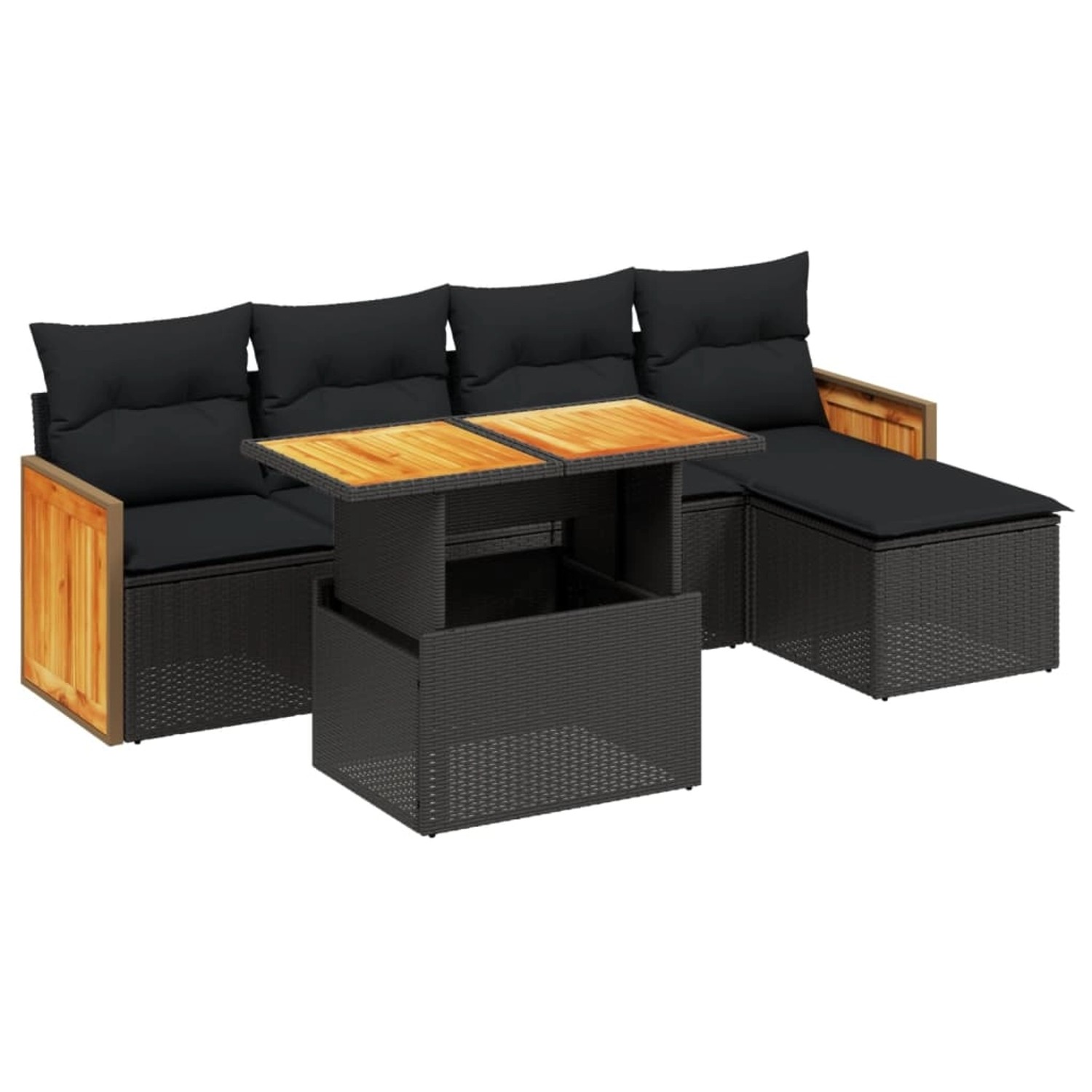 vidaXL 6-Tlg Garten-Sofagarnitur mit Kissen Schwarz Poly Rattan 3273932 günstig online kaufen