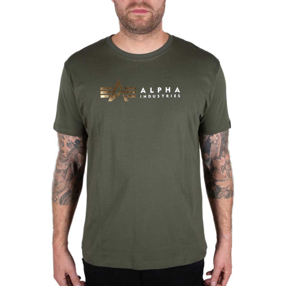 Alpha Industries Label Foil Print Kurzärmeliges T-shirt S Dark Olive günstig online kaufen