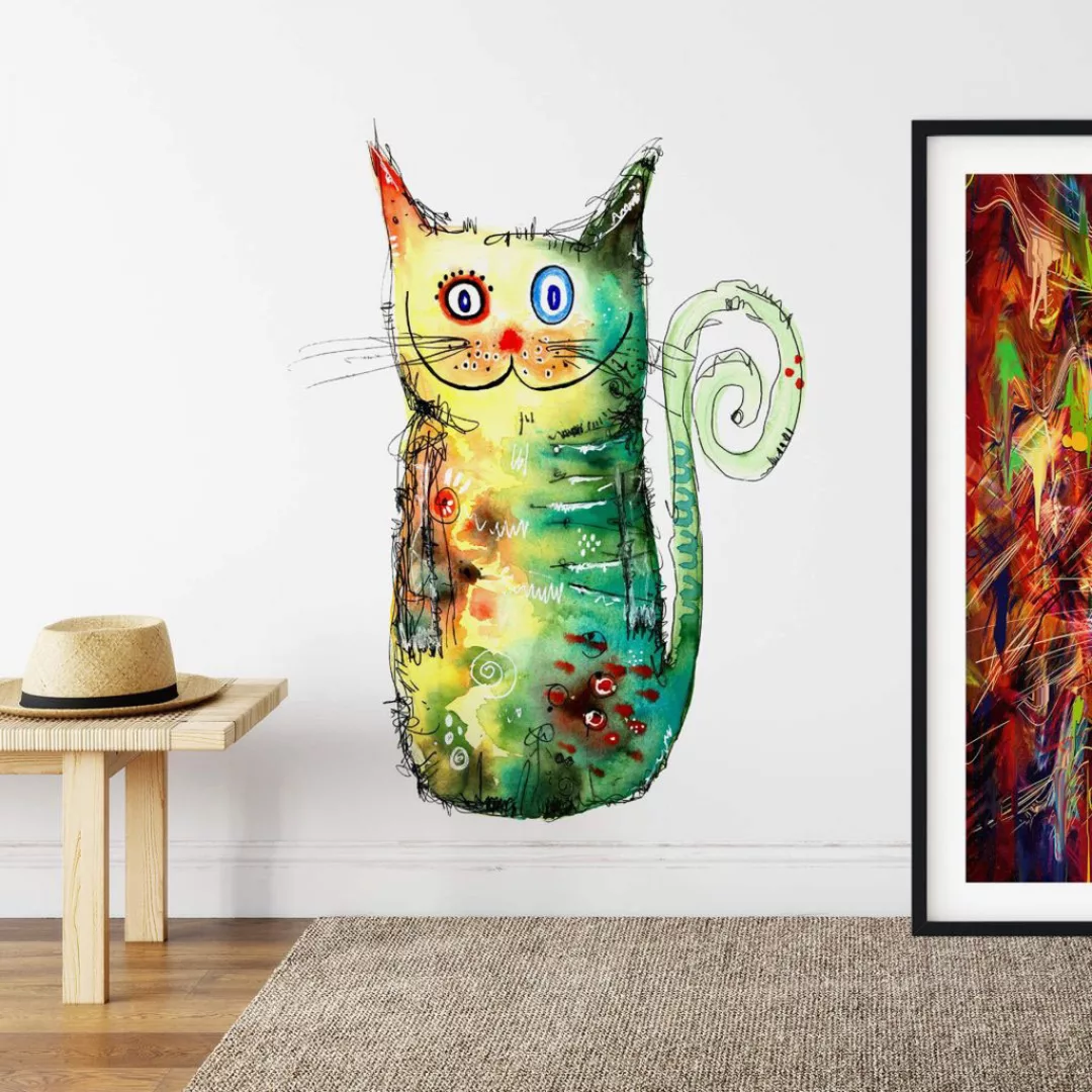 Wall-Art Wandtattoo "Bunte Katze Crazy Cat", (1 St.), selbstklebend, entfer günstig online kaufen