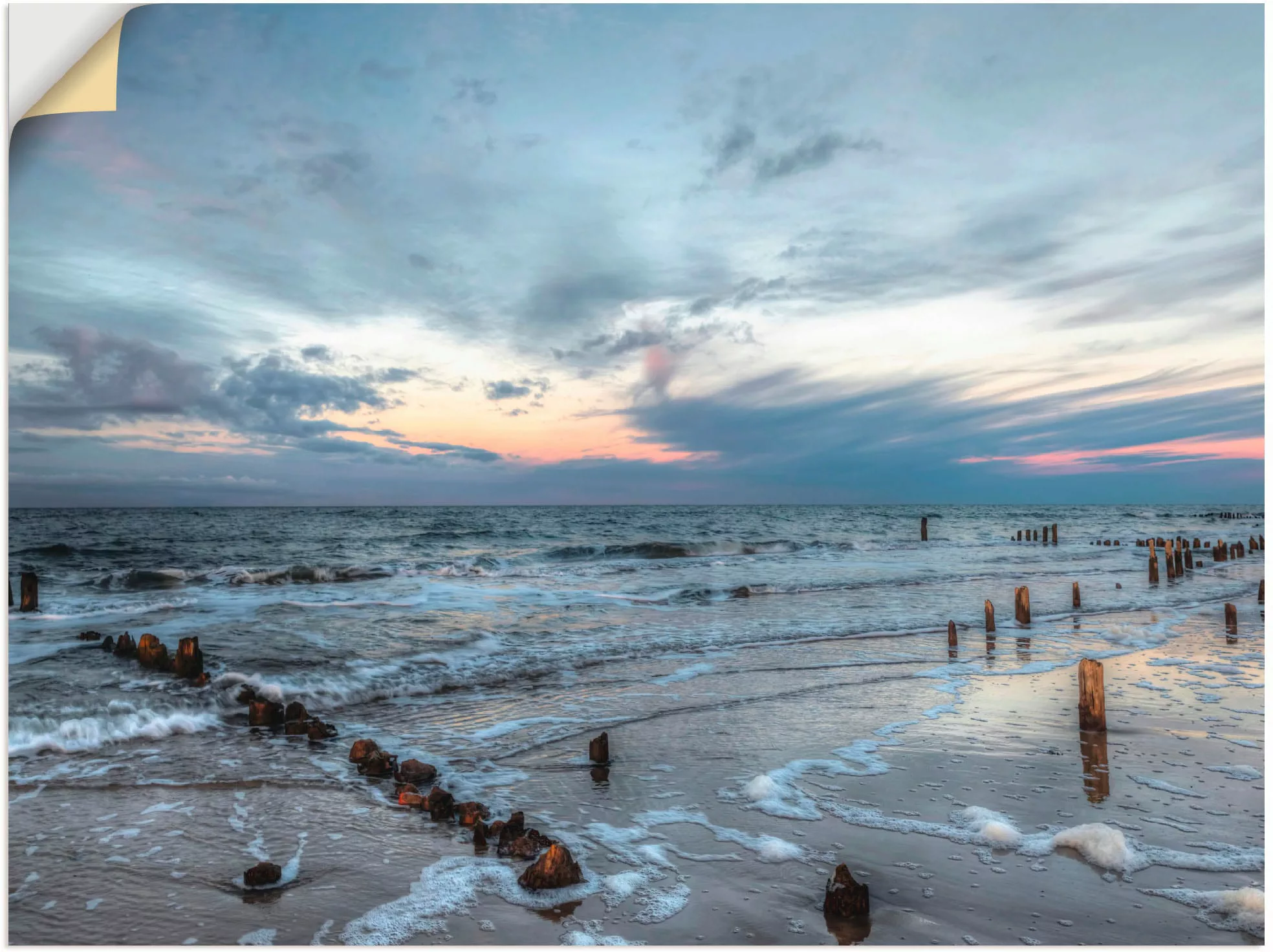 Artland Wandbild "Winter Sonnenuntergang am Meer", Gewässer, (1 St.), als L günstig online kaufen