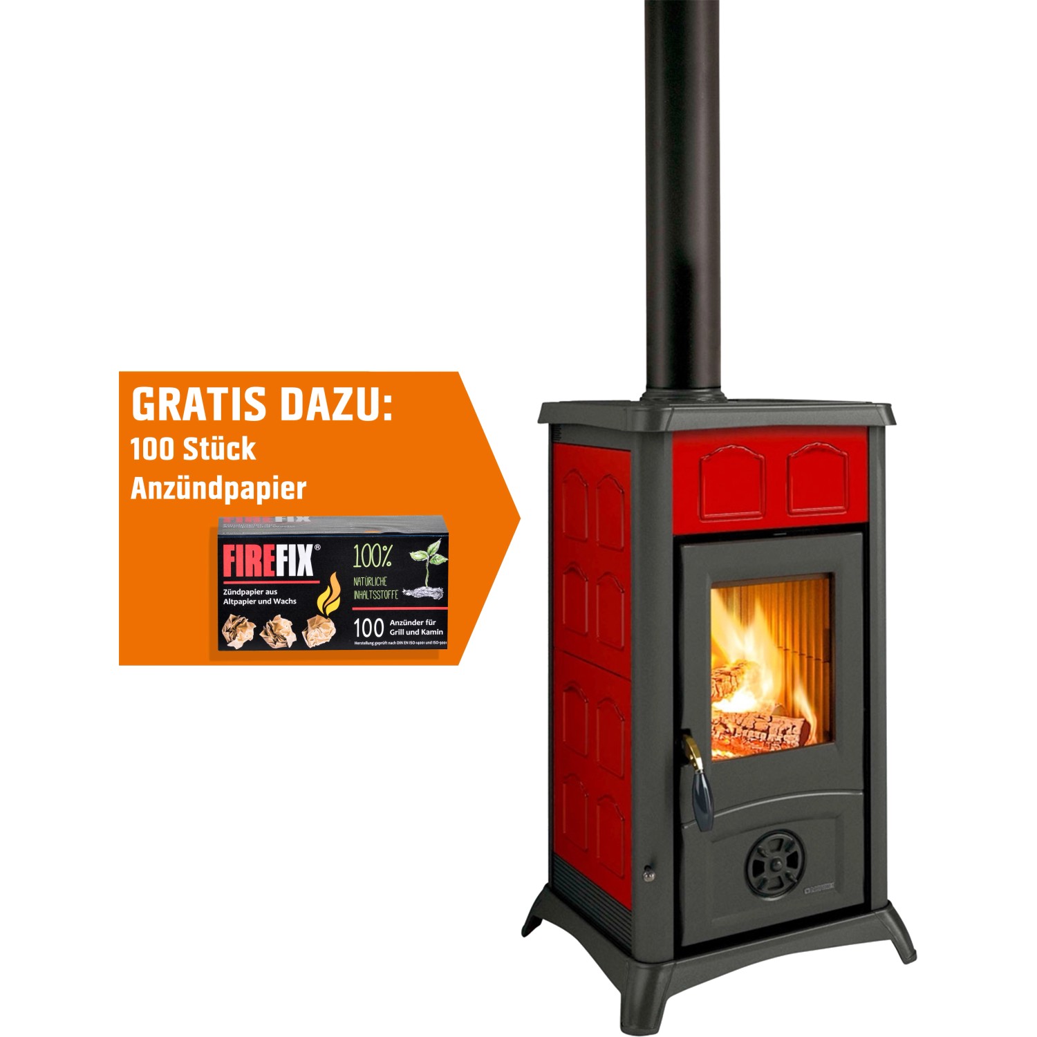 Firefix Kaminofen Gemma Kachel Bordeaux 6 kW EEK: A+ günstig online kaufen