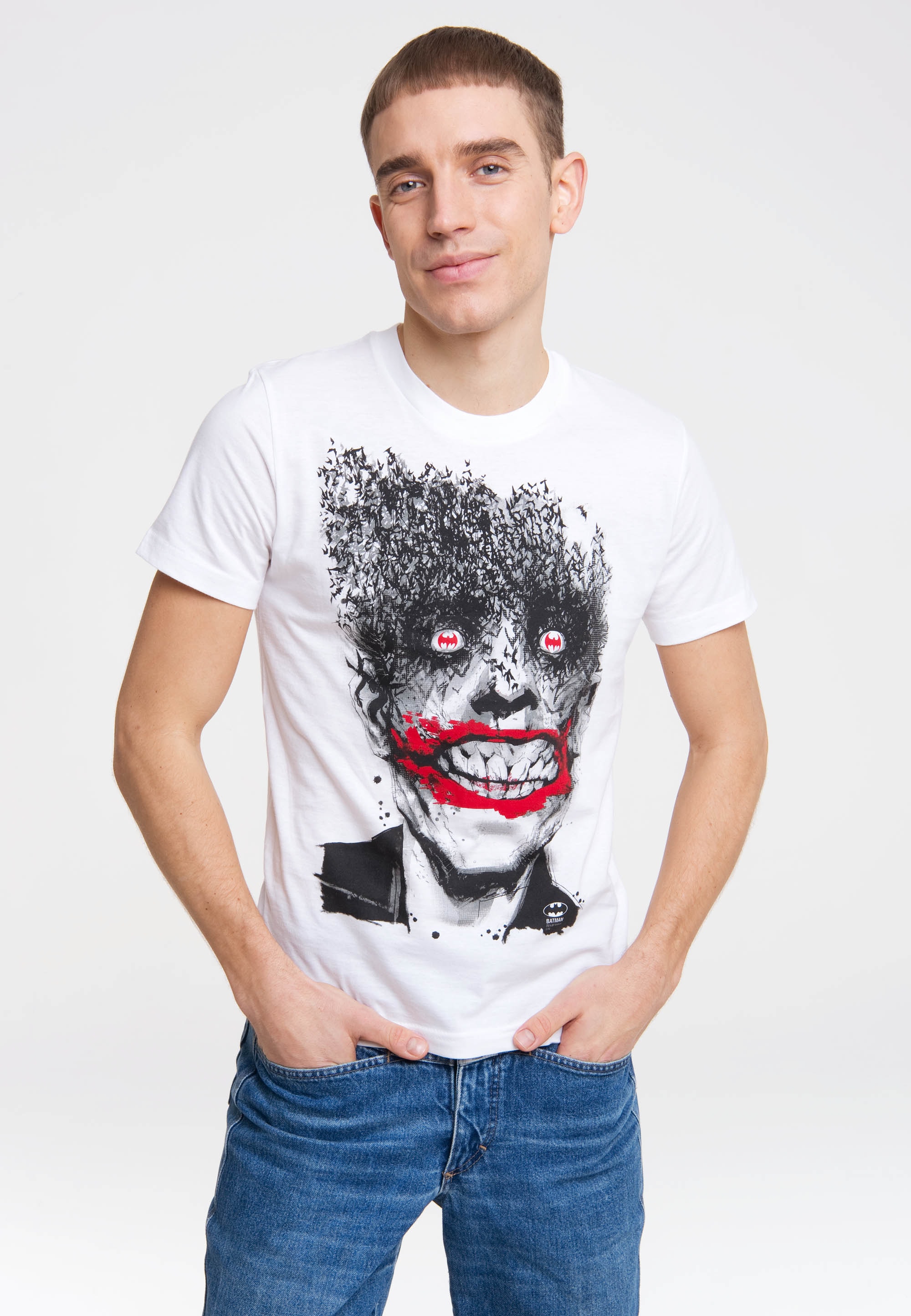 LOGOSHIRT T-Shirt "DC Batman - Joker Bats", mit schaurigem Joker-Frontprint günstig online kaufen